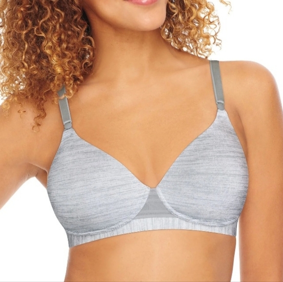 Hanes Gray/Silver Full-Coverage Bra with Soft Molded Cups - 2XL - Picture 1 of 6